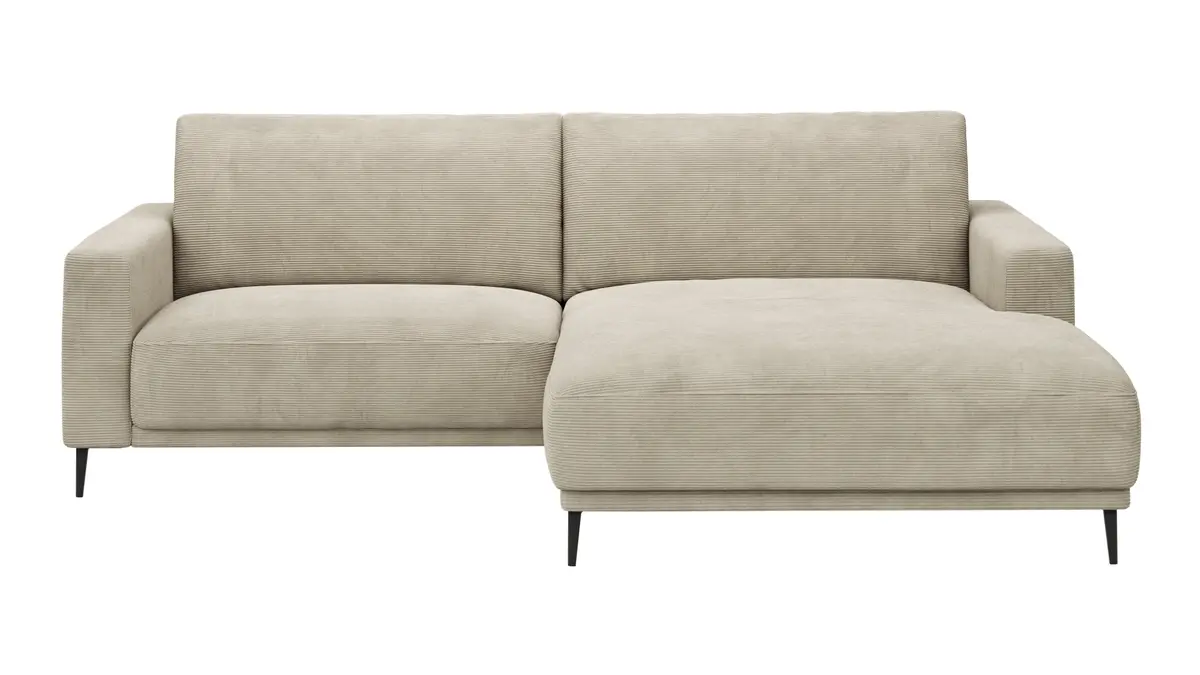 Ecksofa Solero - 1,5-Sitzer mit Longchair rechts, Stoff, Sand