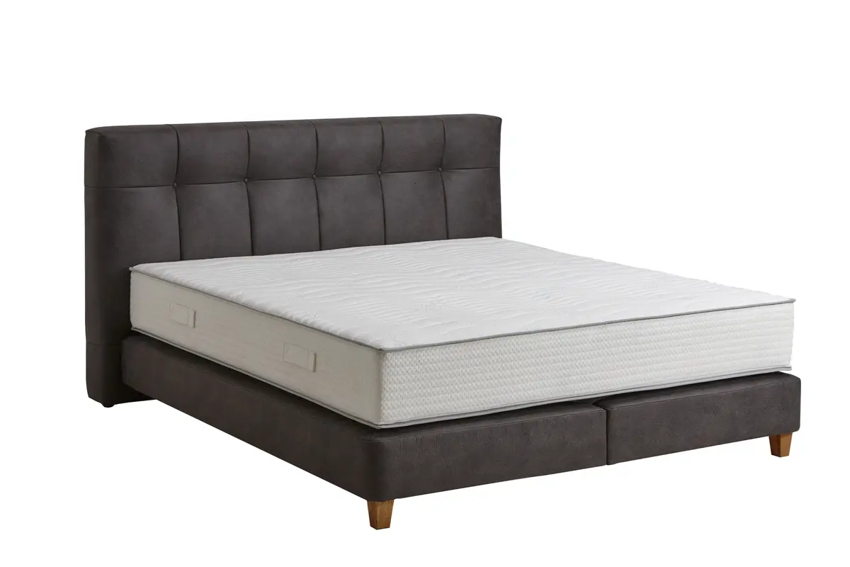 Boxspringbett Alpin - Liegefläche ca. 180x200 cm, Stoff, Anthrazit