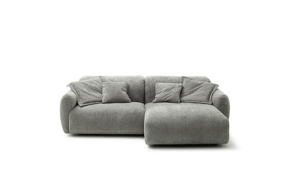 Ecksofa Till - 1,5-Sitzer mit Longchrair rechts, Stoff, Grau