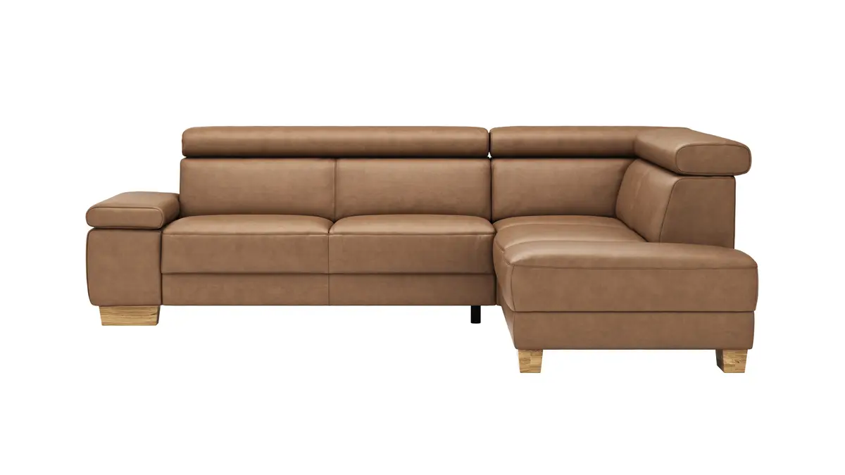 Ecksofa Philadelphia - 2,5-Sitzer, Ecke rechts, Kopfteil verstellbar (manuell), Stoff, Braun