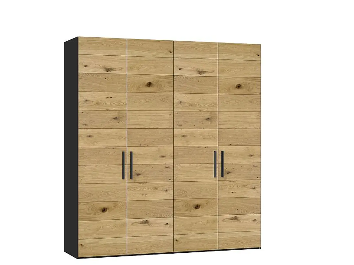 Drehtürenschrank JOIN IT- B ca. 202 cm., Schwarz, Eiche, Natur, Bretteroptik