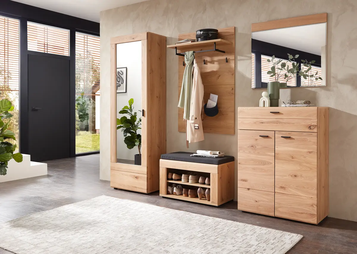 Garderoben-Kombination - Altesche massiv gebürstet