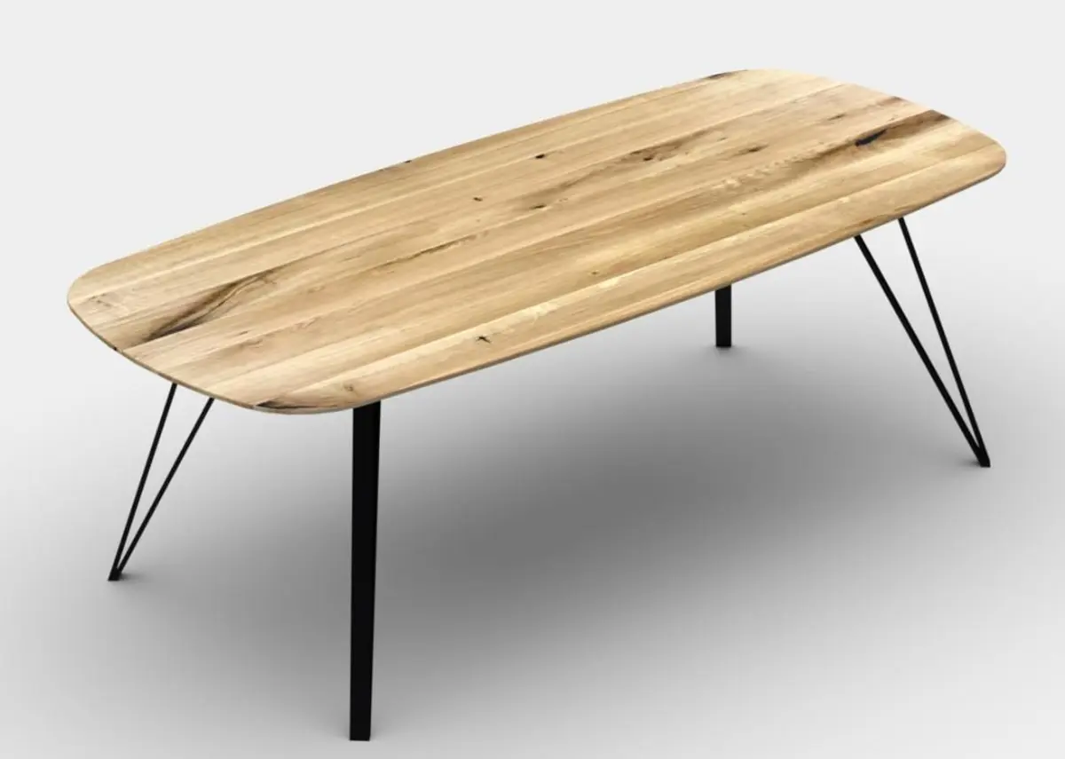 Esstisch - BL ca. 100x180 cm, 4 Fuß, Holzfarben, Eiche massiv