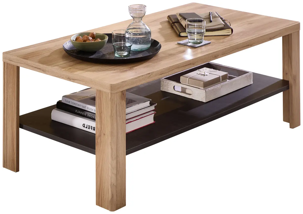 Couchtisch - LB ca. 120x60 cm, Eiche Nachbildung, Eiche dunkel Nachbildung