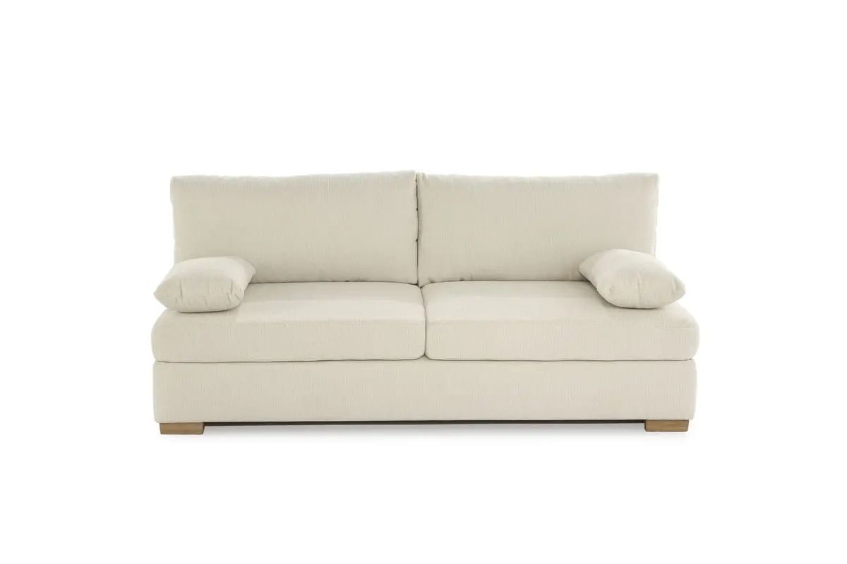 Sofa JELKO - 2-Sitzer inkl. Schlaffunktion mit Bettkasten, Stoff, Beige
