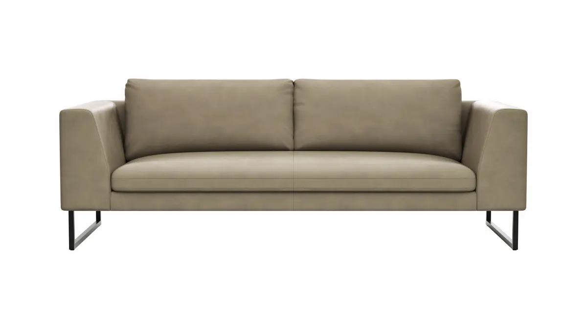 Sofa Helmi - 3-Sitzer, Leder, Cappuccino, Metallkufe