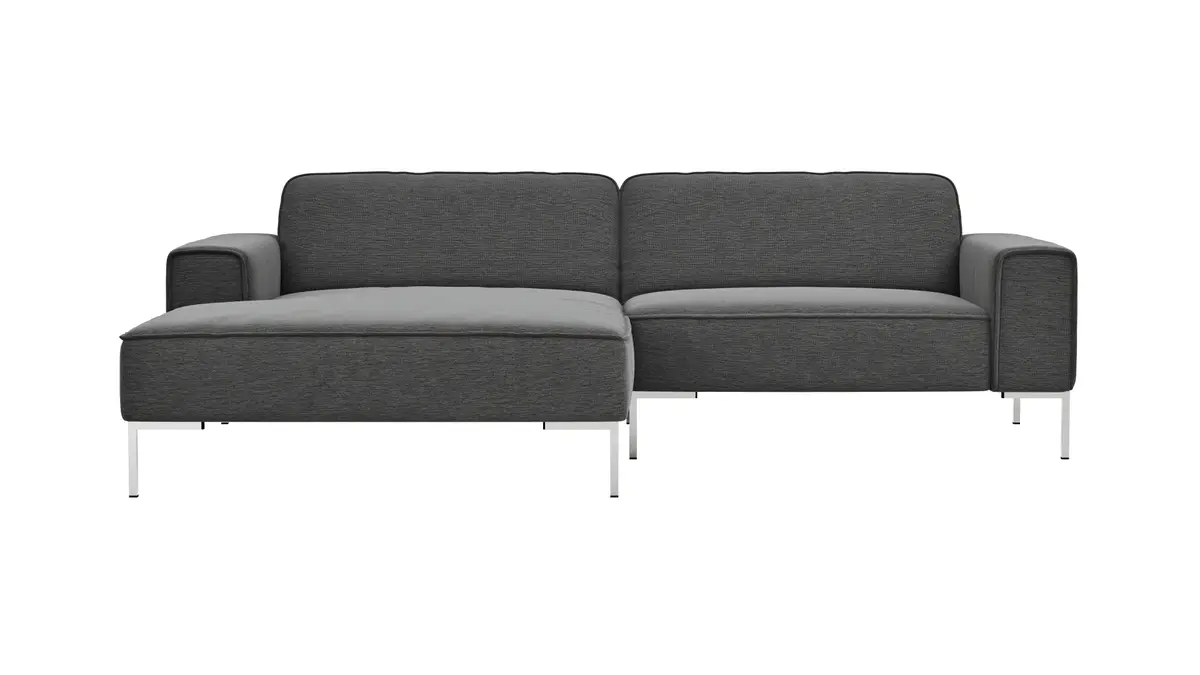 Ecksofa Morten - Longchair links, 1,5-Sitzer, Stoff, Grau-Beige