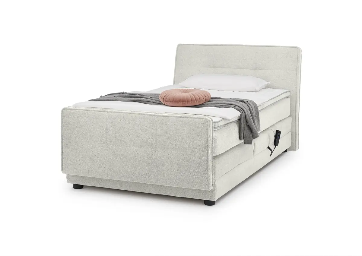 Boxspringbett- Liegefläche ca. 120x200 cm, Stoff, Beige