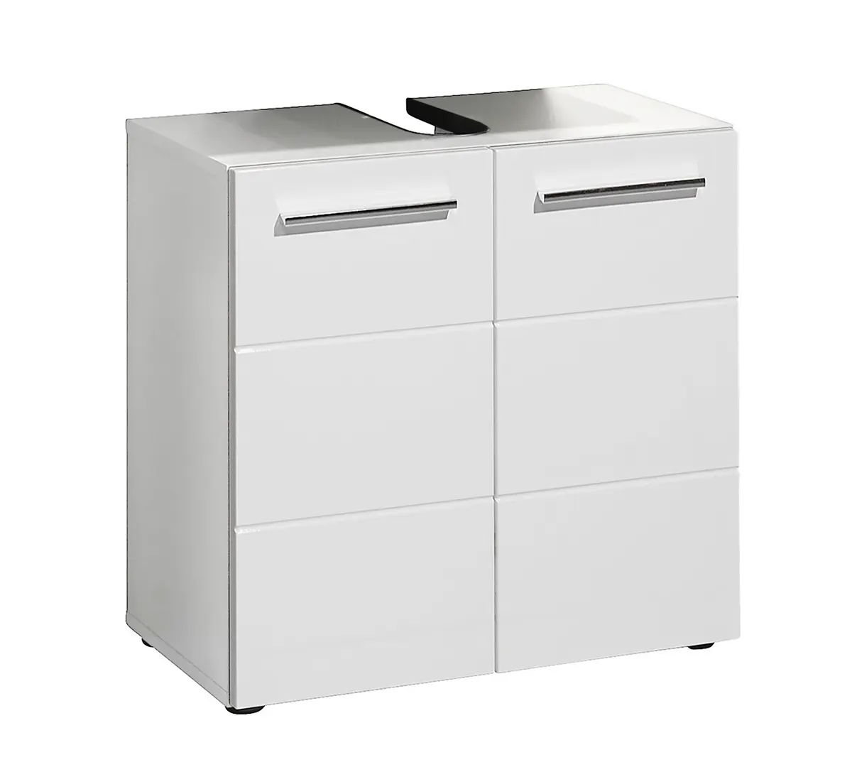 Waschebeckenunterschrank- B ca. 60 cm, Weiß Matt, Weiß Hochglanz