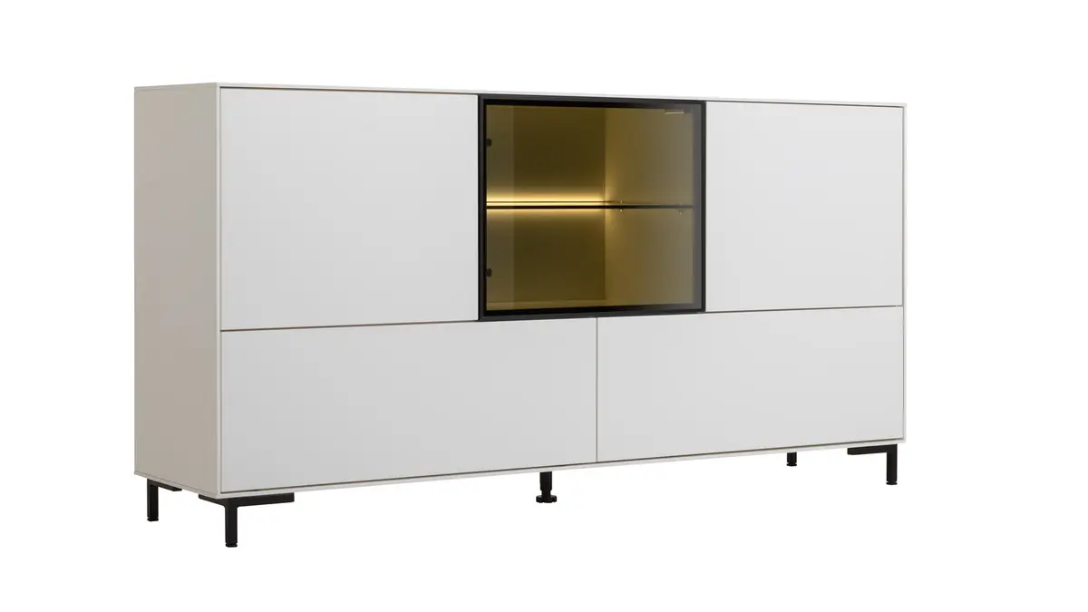 Sideboard Medio - inkl. Beleuchtung, Lack, Weiß