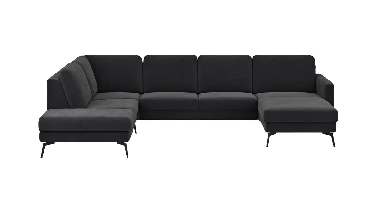 Wohnlandschaft Enna - Ecke links, 2,5-Sitzer, Longchair rechts, Stoff, Anthrazit