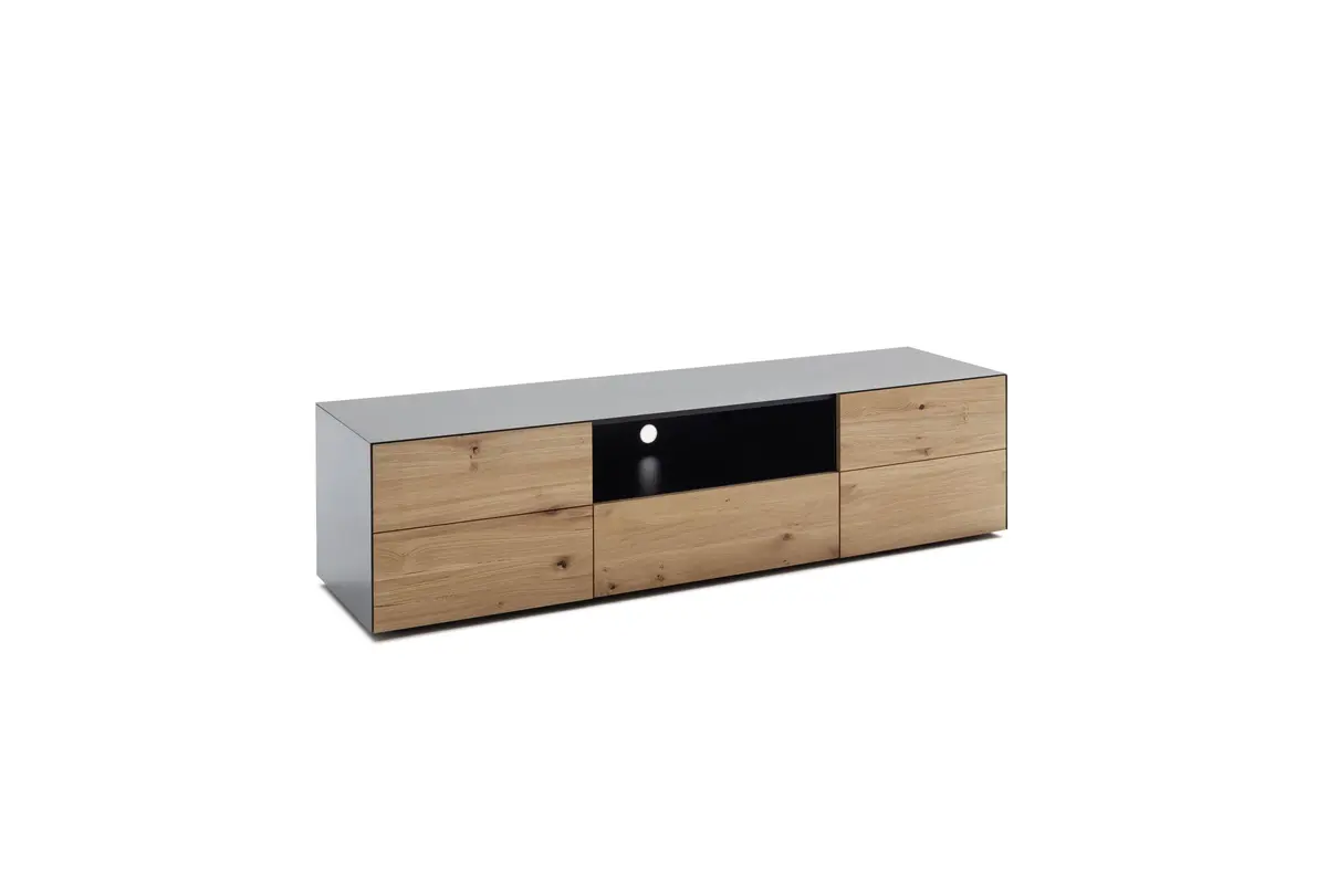 Lowboard Jan - Wildeiche massiv, Metall