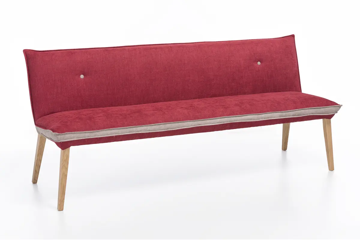 Polsterbank - Breite ca. 199 cm, Stoff, Innen Rot, Außen Camel