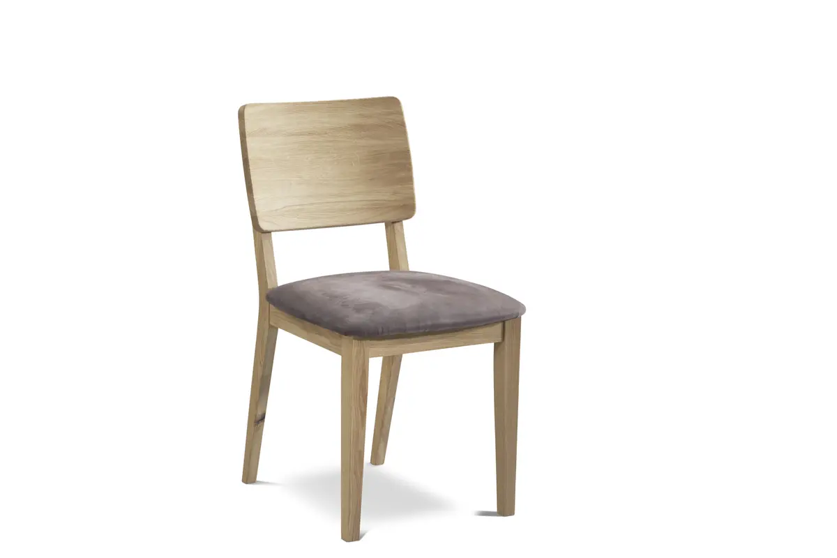 Stuhl - Wildeiche massiv, Stoff, Braun