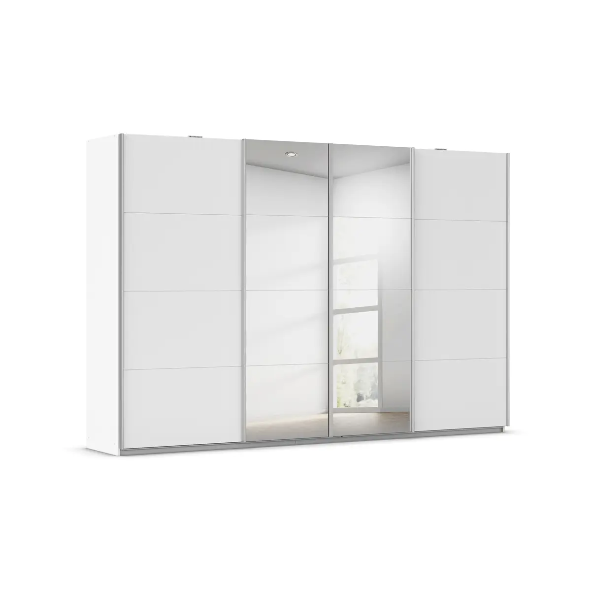 Schwebetürenschrank- inkl. Passepartout, B ca. 316 cm, Weiß, Spiegel