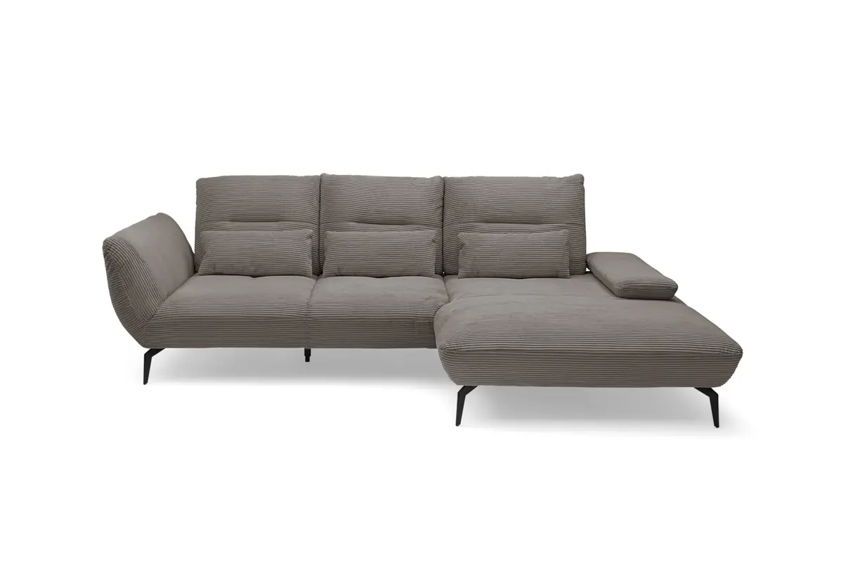 Ecksofa PAYTON - 2-Sitzer, Ecke rechts inkl. Rückenneigung, Armteilverstellung, Stoff, Taupe