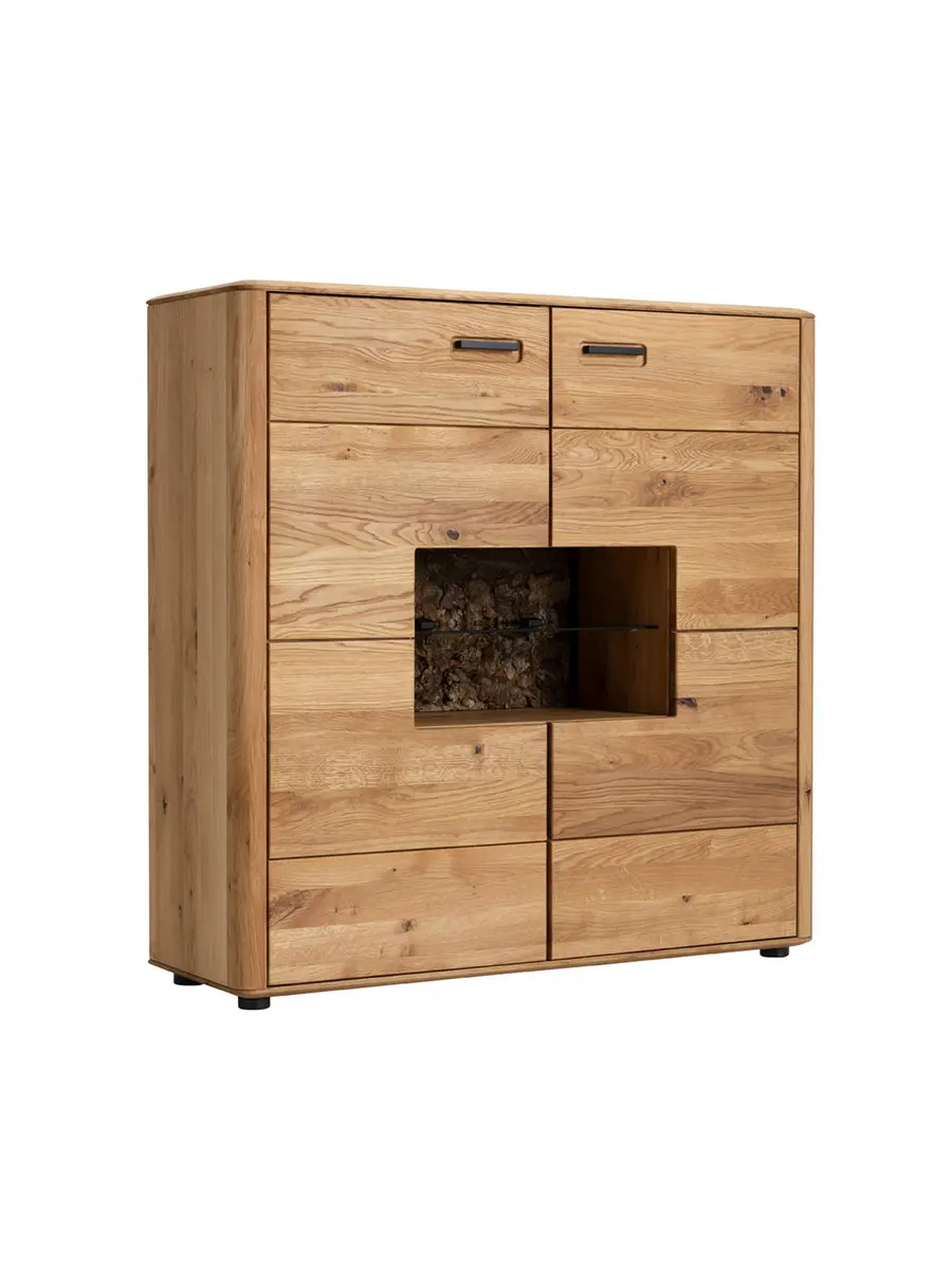 Highboard Vigo - Wildeiche massiv, Natur geölt