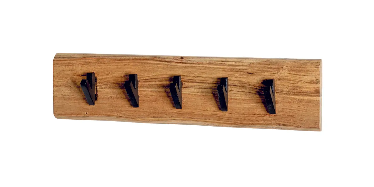 Wandgarderobe - B ca. 60 cm, Akazie, Schwarz