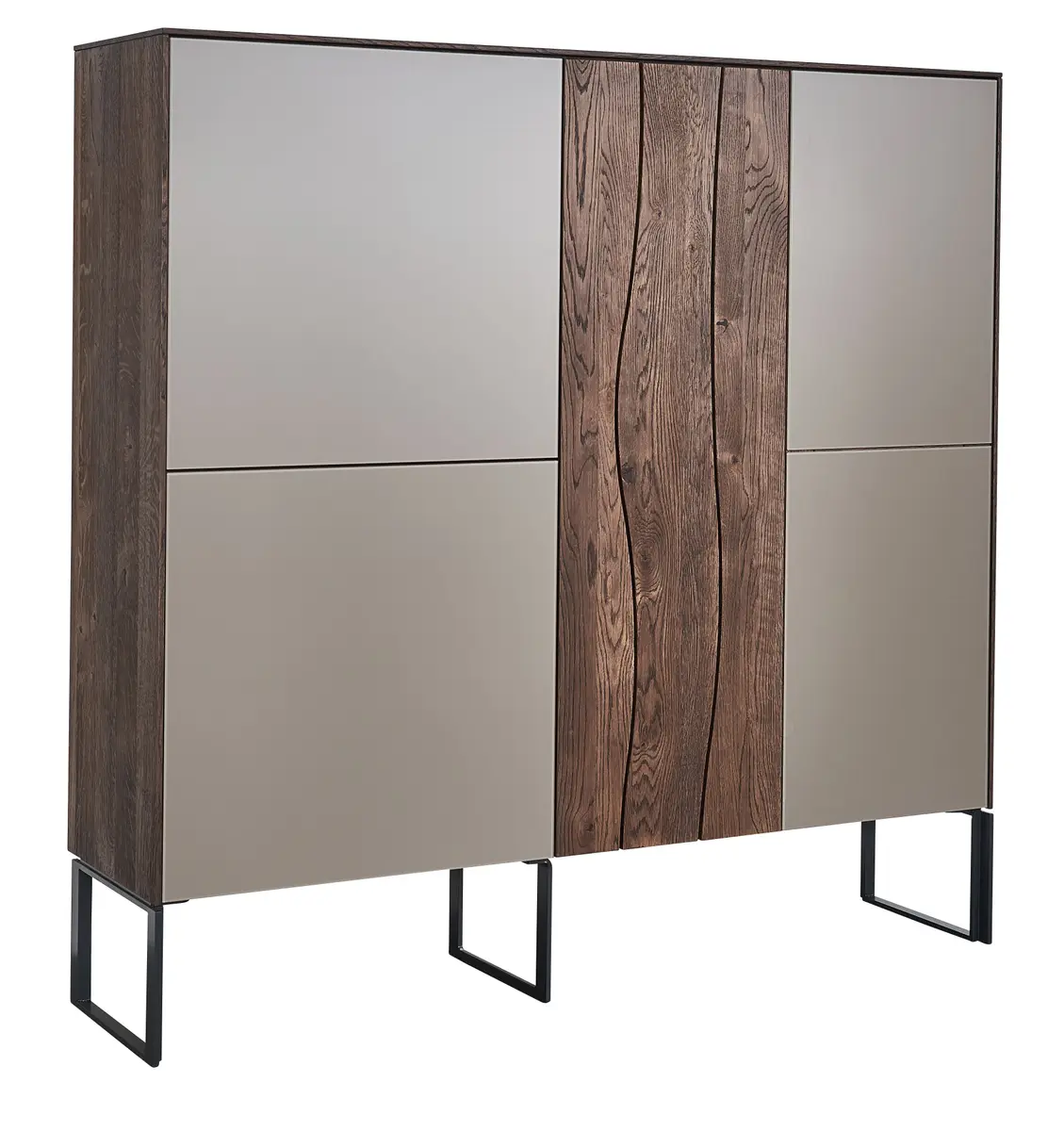 Highboard Mileto - Asteiche massiv gebürstet, Tabak geölt