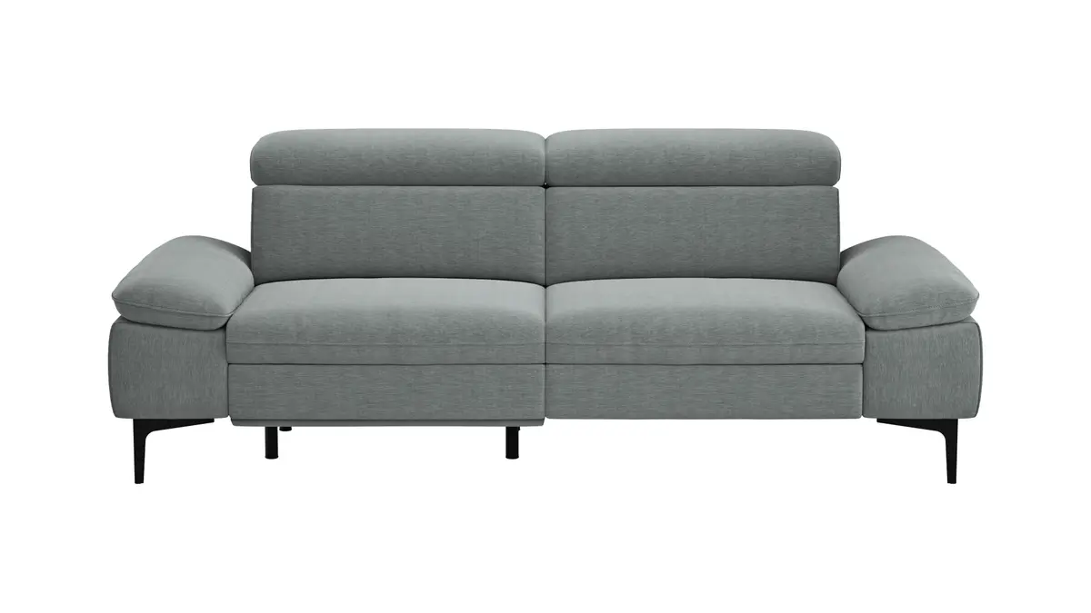 Sofa Felipa - 3-Sitzer inkl. Relaxfunktion (motorisch) und Kopfteil verstellbar, Stoff, Grau