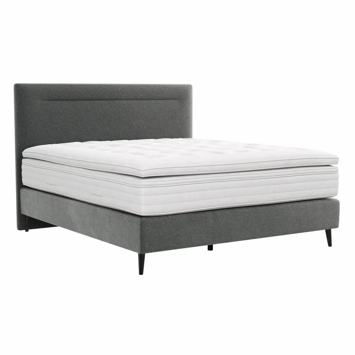 Boxspringbett Navelli 1 - Liegefläche ca. 180x200 cm, Stoff, Grau