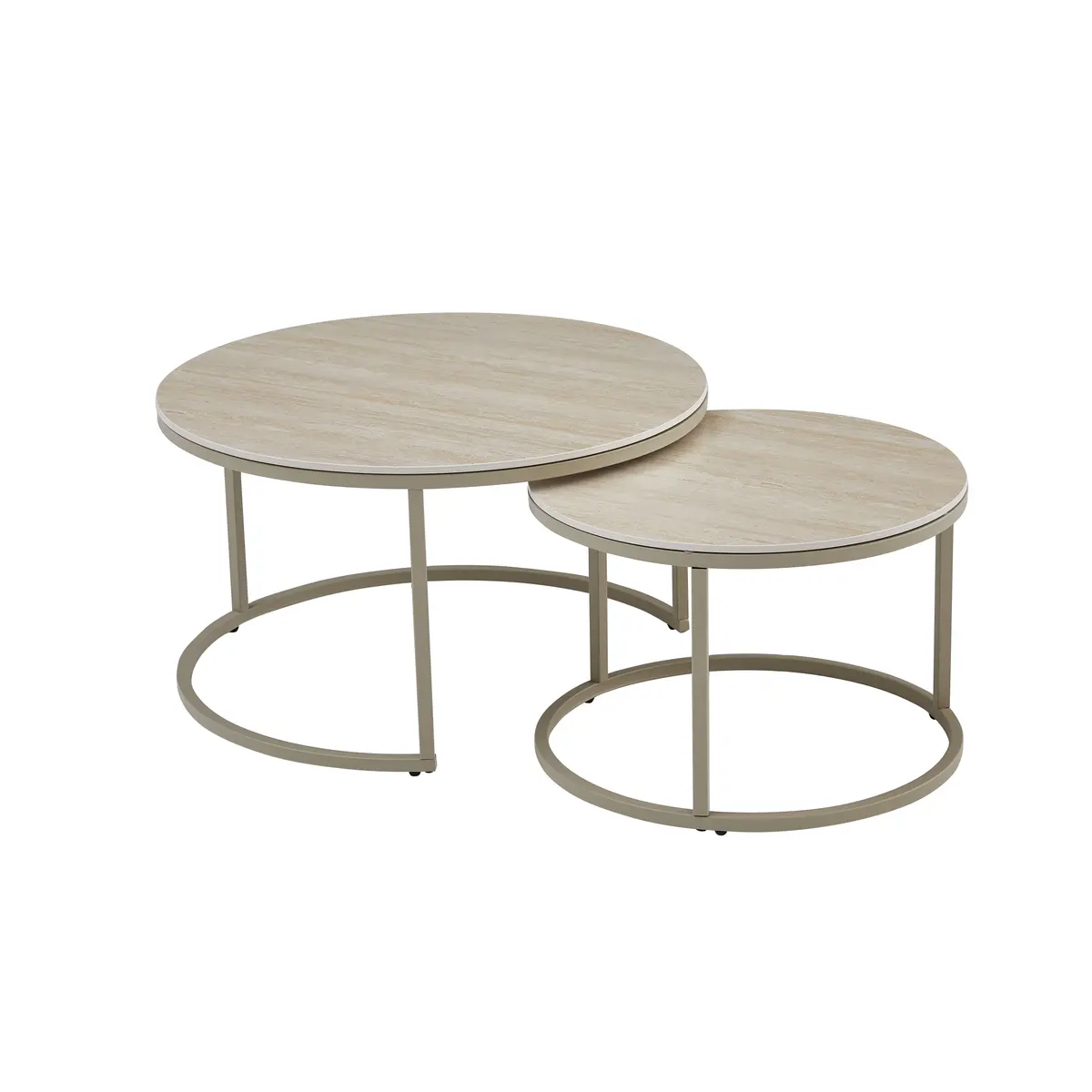 Couchtisch - 2er Set, Travertinoptik, Kaschmir