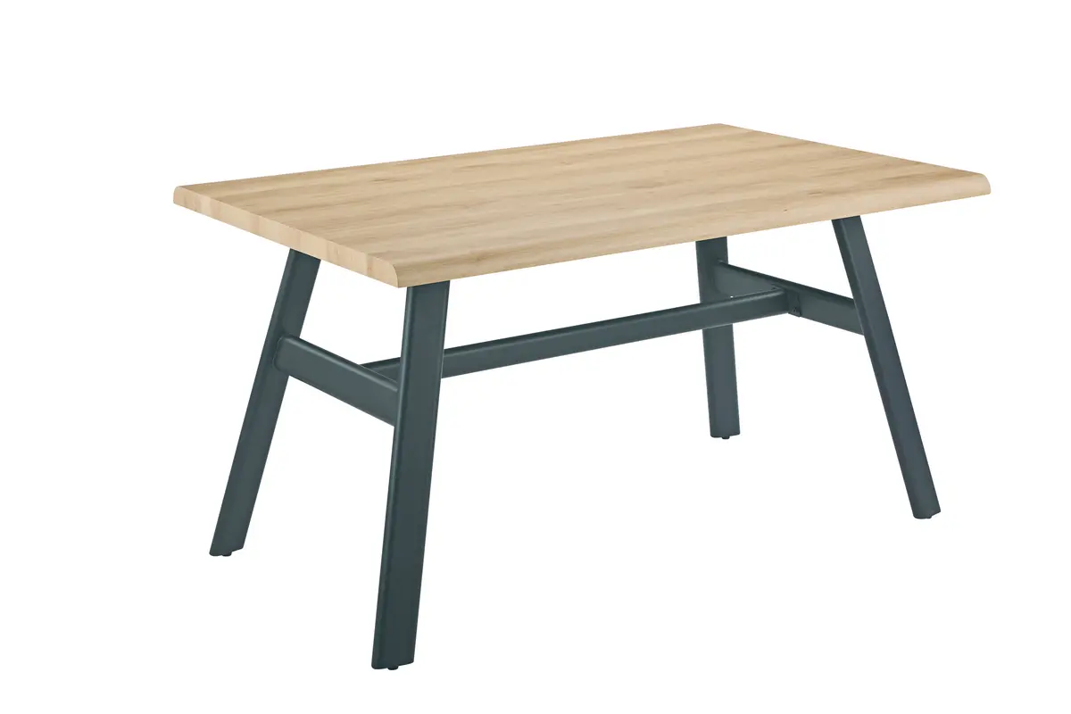 Esstisch - LB ca. 140x90 cm, Eiche hell Nachbildung, Schwarz