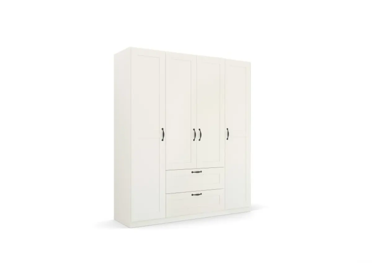 Drehtürenschrank ROMAN SPIN- B ca. 181 cm, Weiß, Landhausoptik