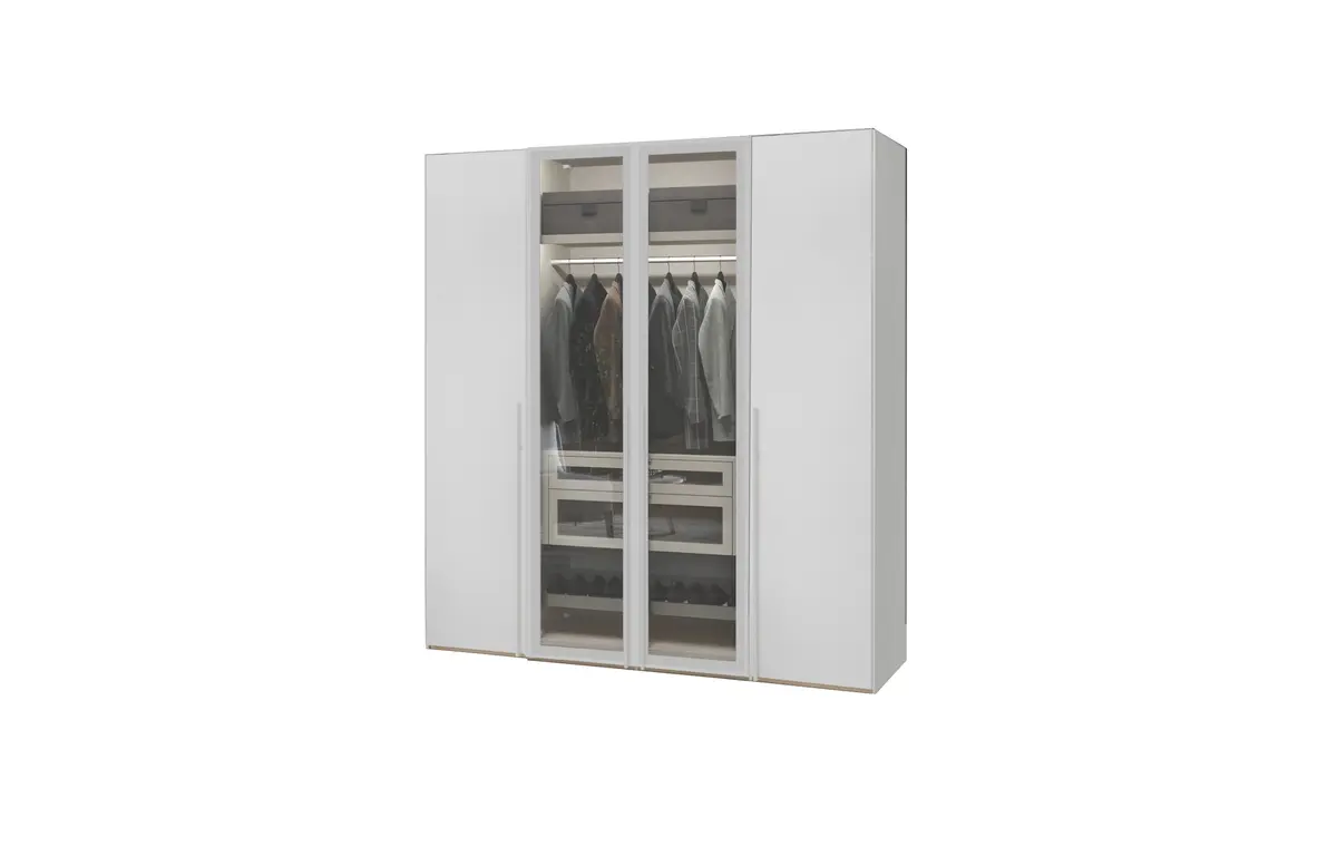 Drehtürenschrank JOIN IT- B ca. 202 cm, Weiss, Glas
