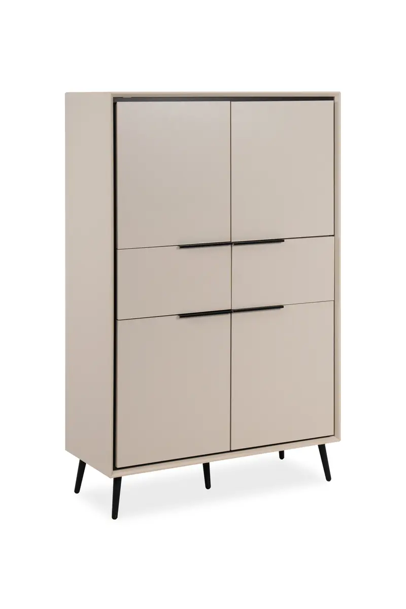 Highboard - B ca. 90 cm, Sand, Schwarz