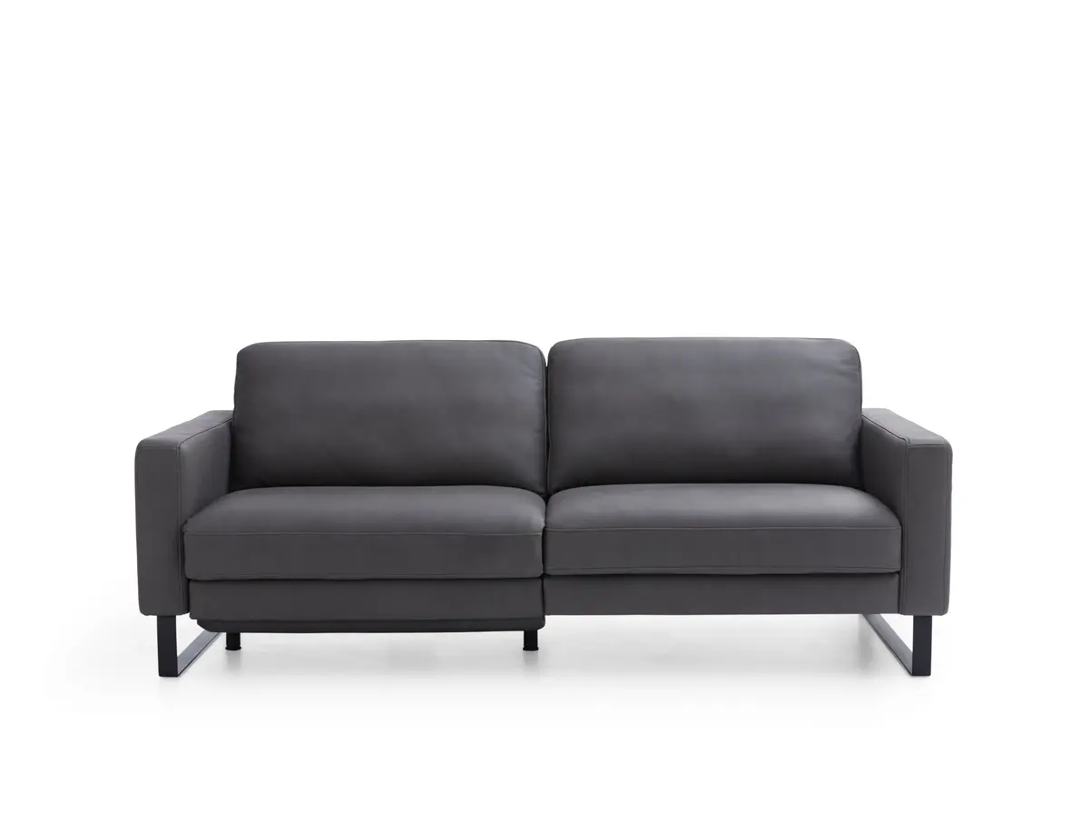 Sofa Enna - 3,5-Sitzer inklusive Relaxfunktion (motorisch) links, Leder, Grau