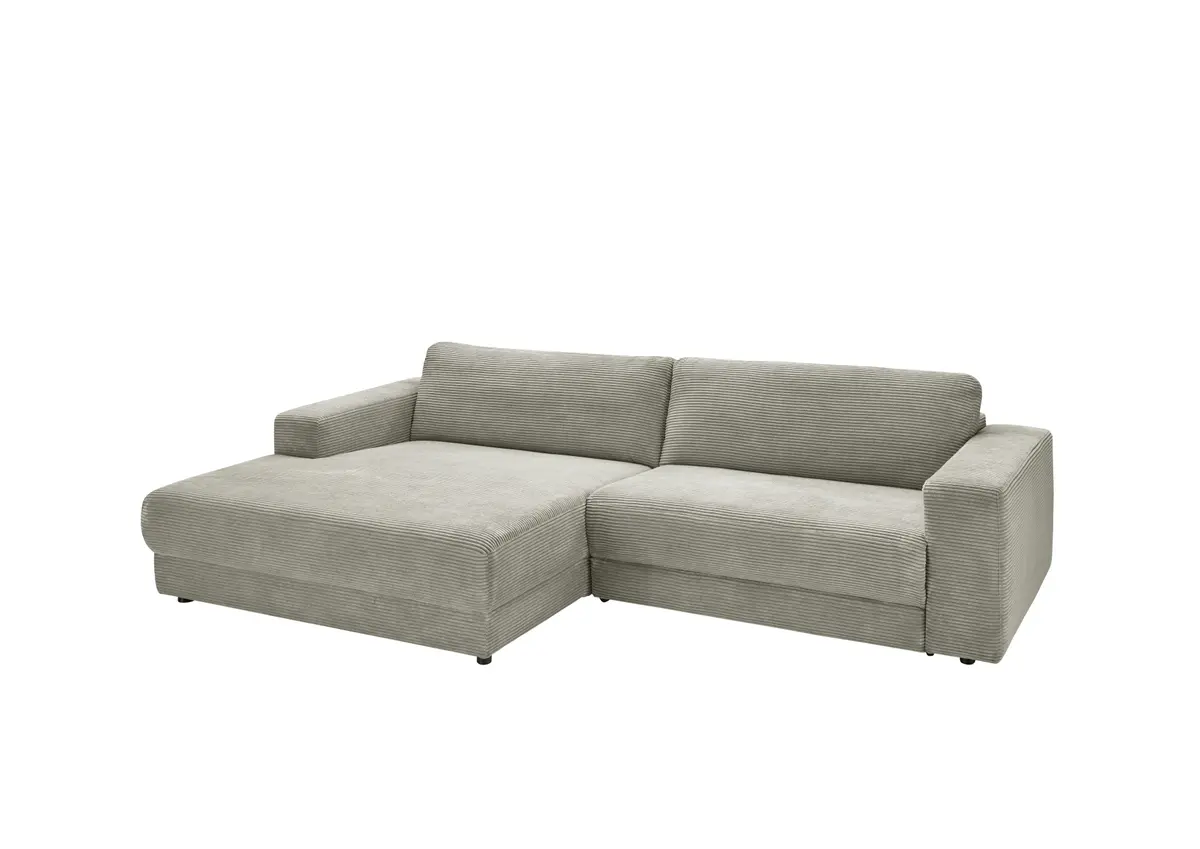 Ecksofa - Longchair links mit 1,5-Sitzer, Stoff, Steingrau