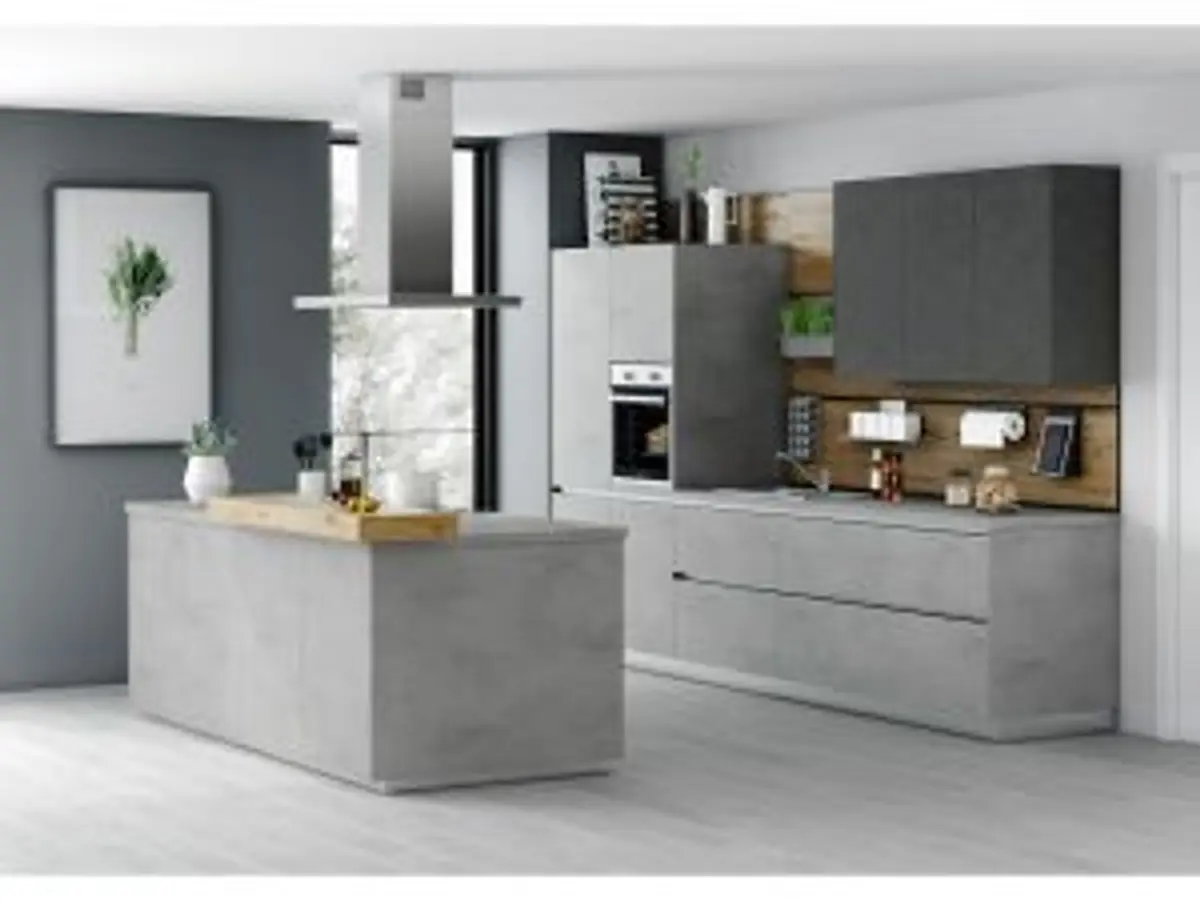 Inselküche 52.210 13 520, Beton Nebelgrau Nachbildung 