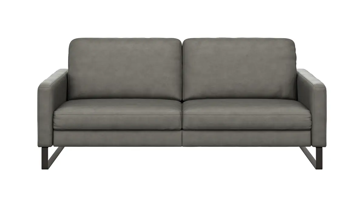 Sofa Enna - 3,5-Sitzer, Leder, Grau