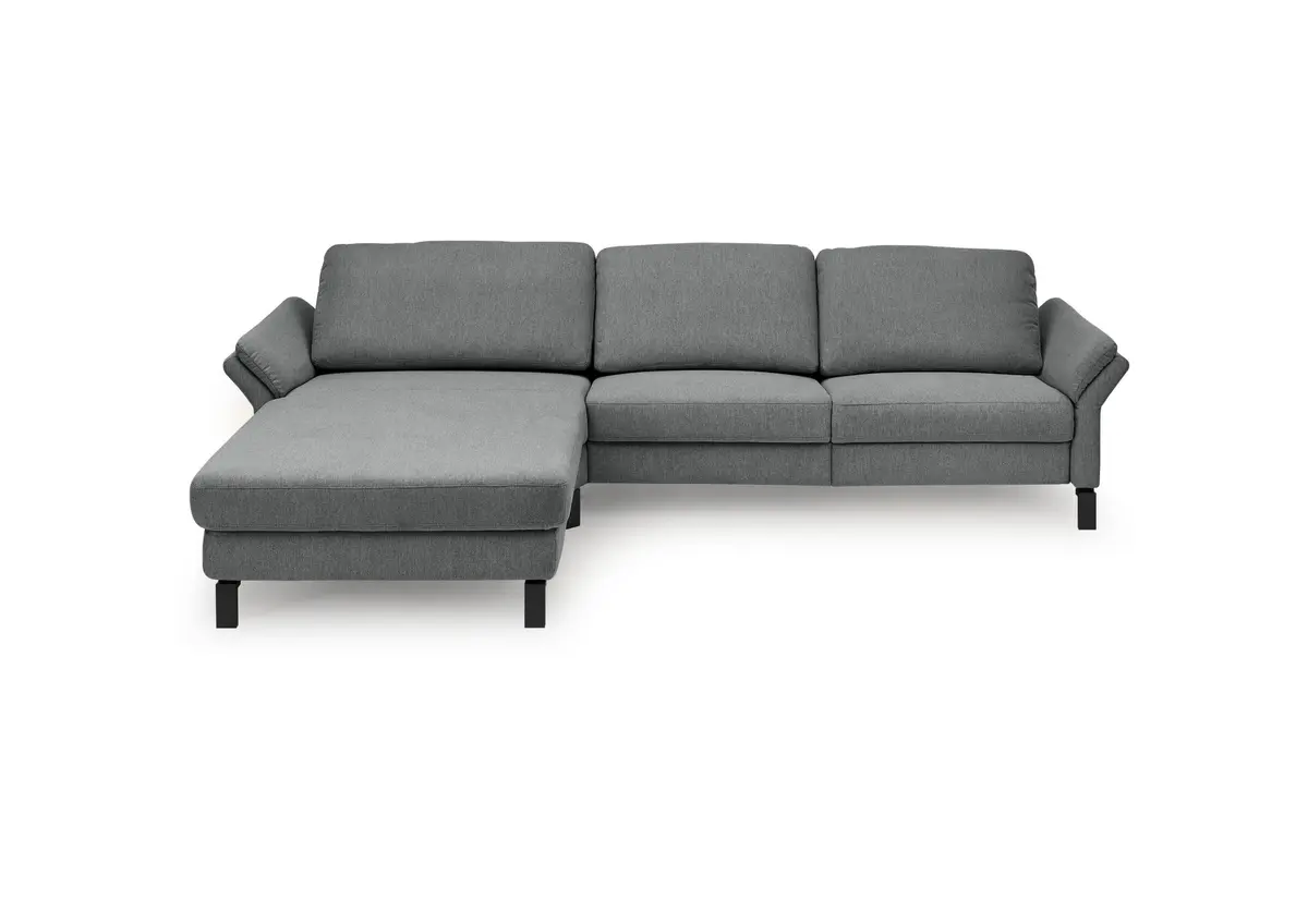 Ecksofa CALM PREMIUM 2.0 - Longchair links mit 3-Sitzer, Rückenlehne verstellbar, Stoff, Anthrazit