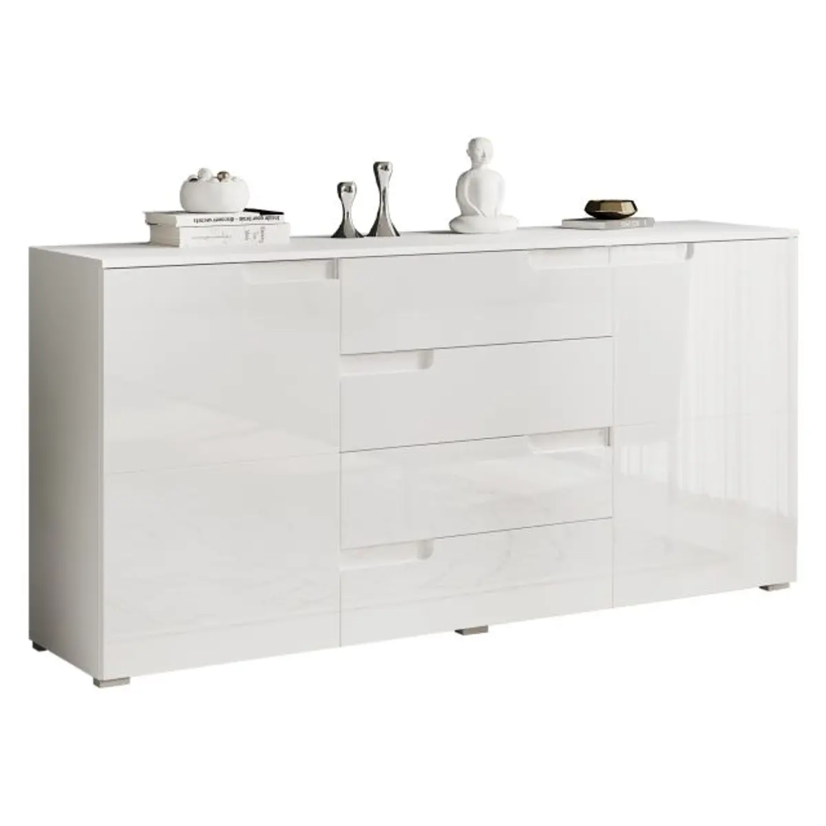 Kommode - B ca. 165 cm, Weiß, Hochglanz