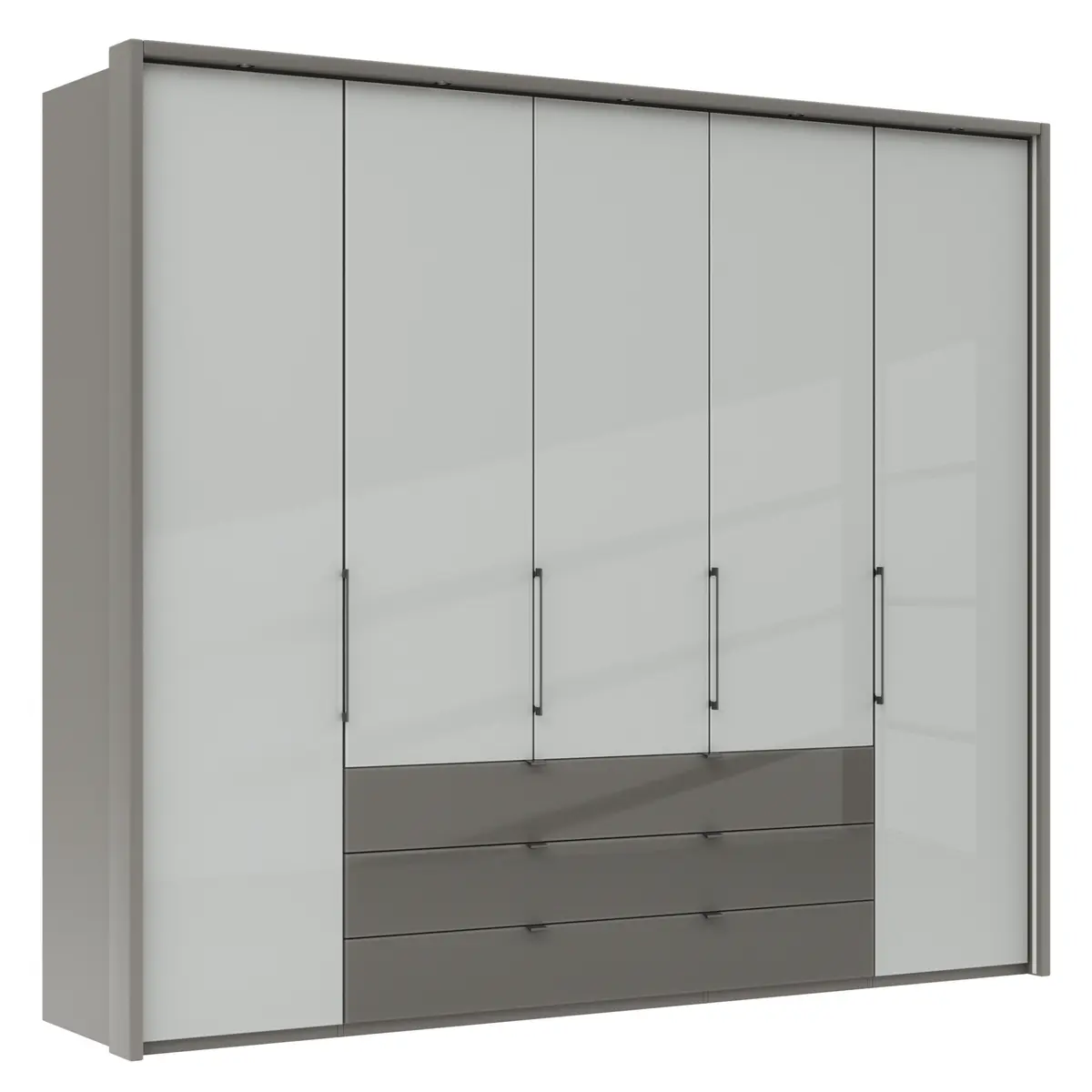 Drehtürenschrank Marbella - B. ca. 257cm, Korpus, Front Glas, Weiß