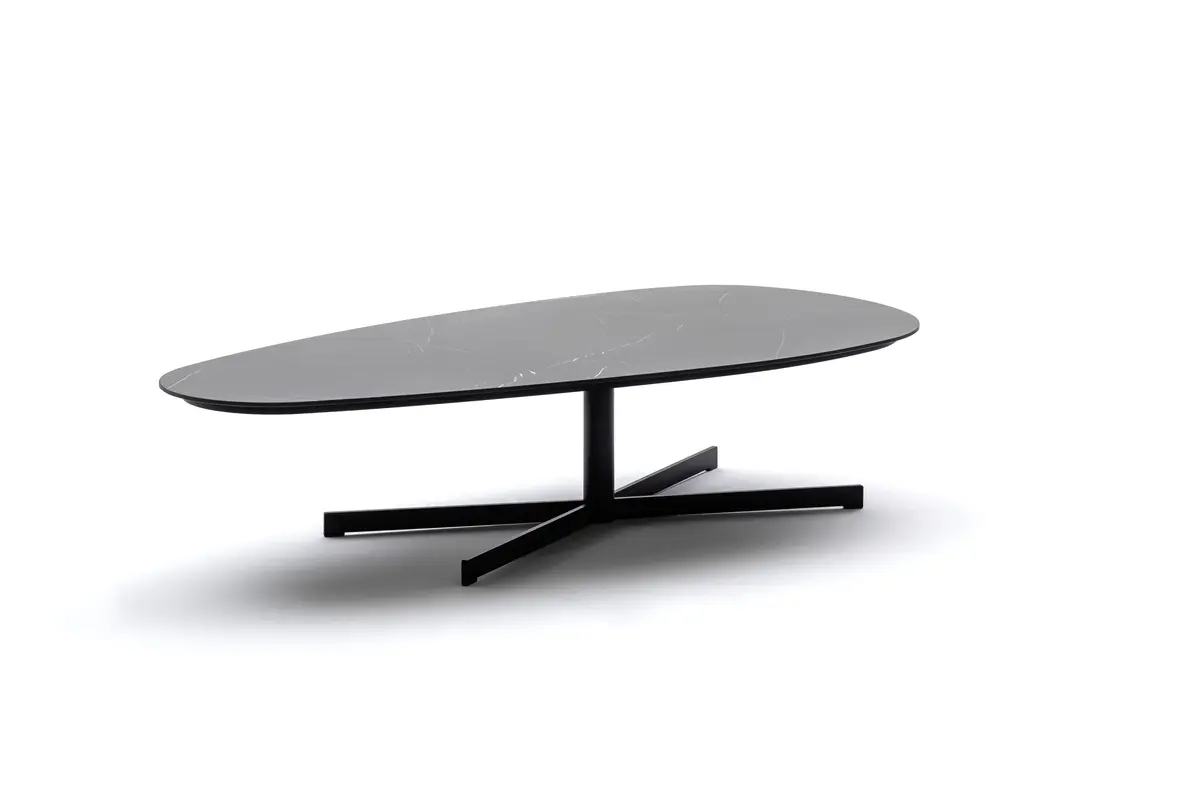 Couchtisch Eir - LBH ca. 58x118x28 cm, Keramik, Schwarz