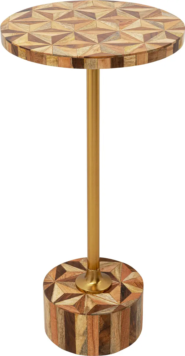 Beistelltisch- DH ca. 25x50 cm, Geo Braun, Stahl, Gold