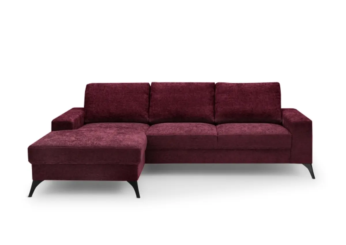 Ecksofa - Ecke links, 2-Sitzer, Stoff, Weinrot