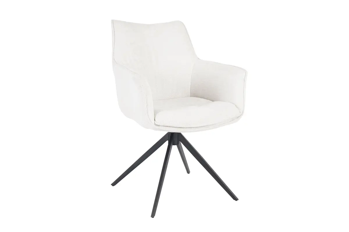 Armlehnstuhl MAIKE - drehbar, Stoff, Weiß