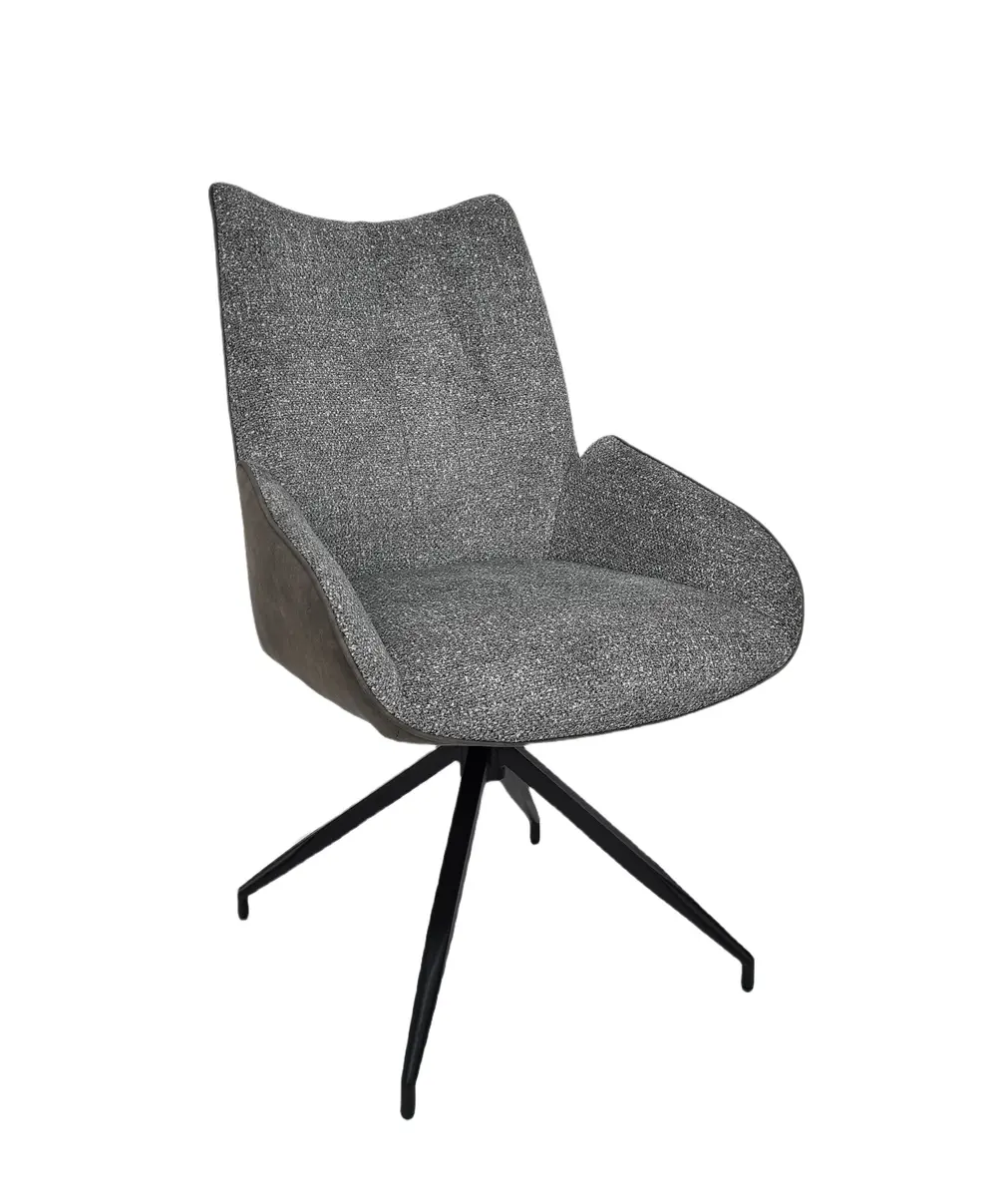 Stuhl MAUREEN - drehbar, Stoff, Grau, Braun