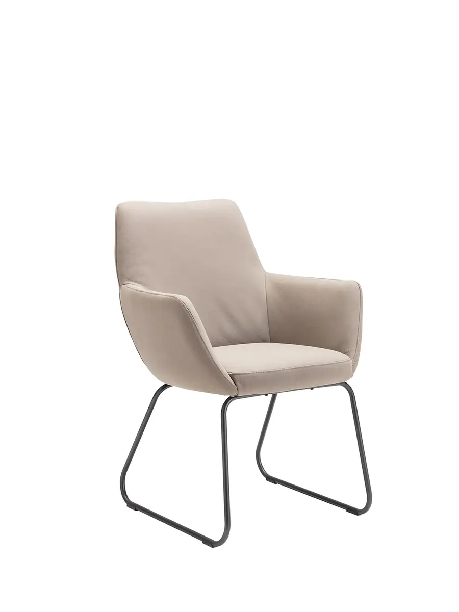 Armlehnstuhl Nashville - Leder, Taupe