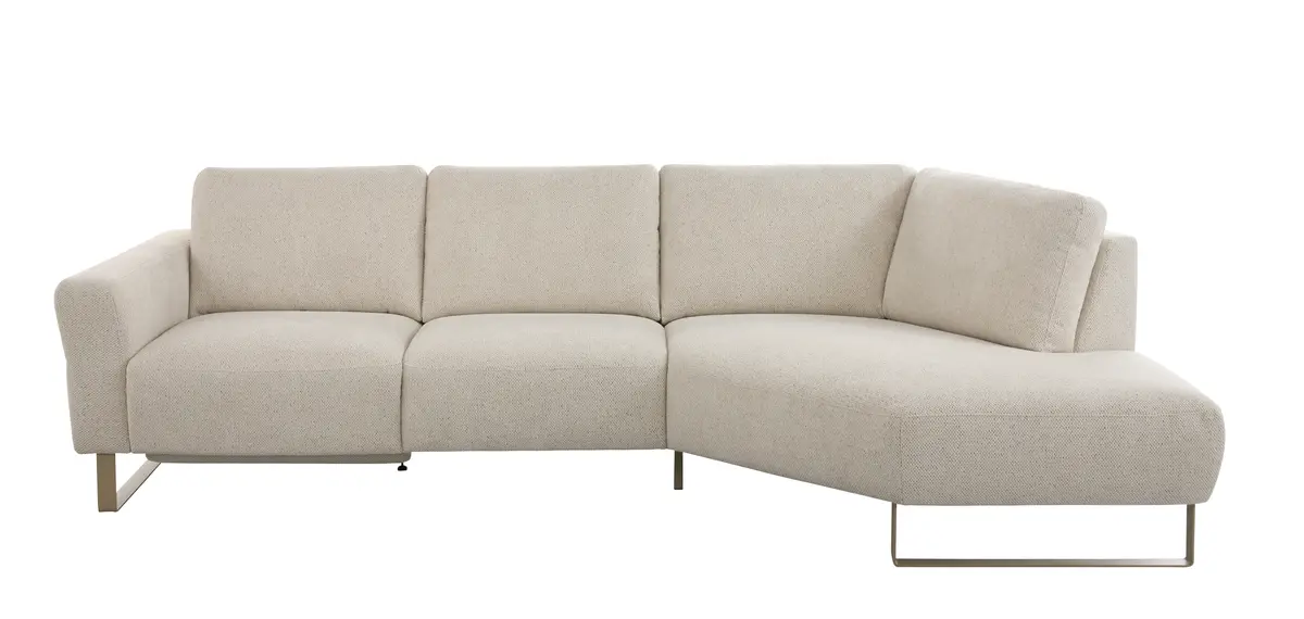 Ecksofa Leona - 2,5-Sitzer mit Ecke rechts, Stoff, Creme