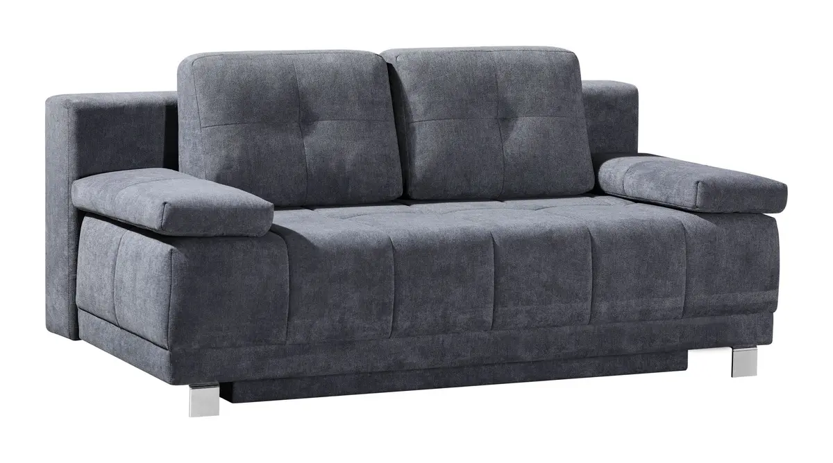 Querschläfer - Schlaffunktion mit Bettkasten, Stoff, Dunkelgrau