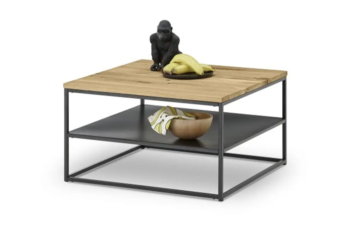 Couchtisch - LB ca. 70x70 cm, Wildeiche Massiv, Schwarz