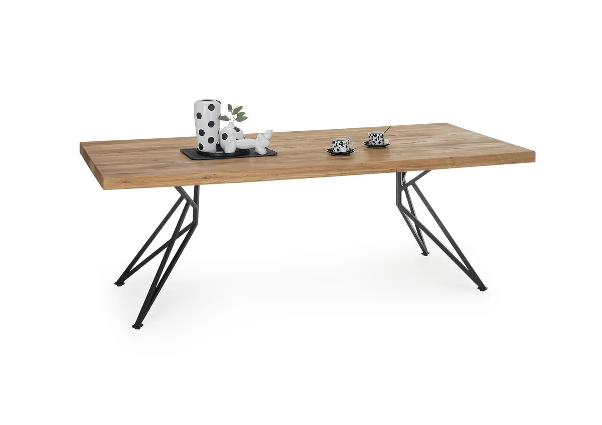 Esstisch - LB ca. 240x100 cm, Wildeiche massiv geölt, Schwarz