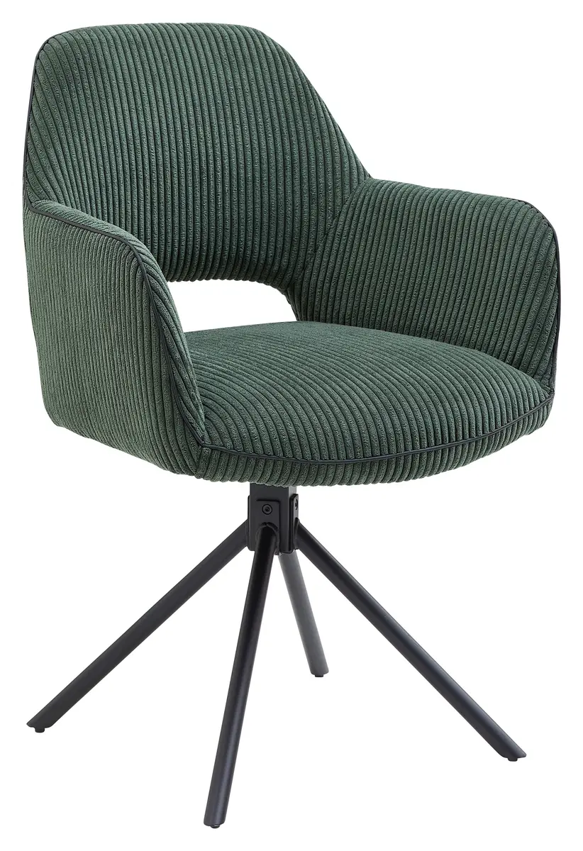 Armlehnstuhl - drehbar, Cord, Dunkelgrün