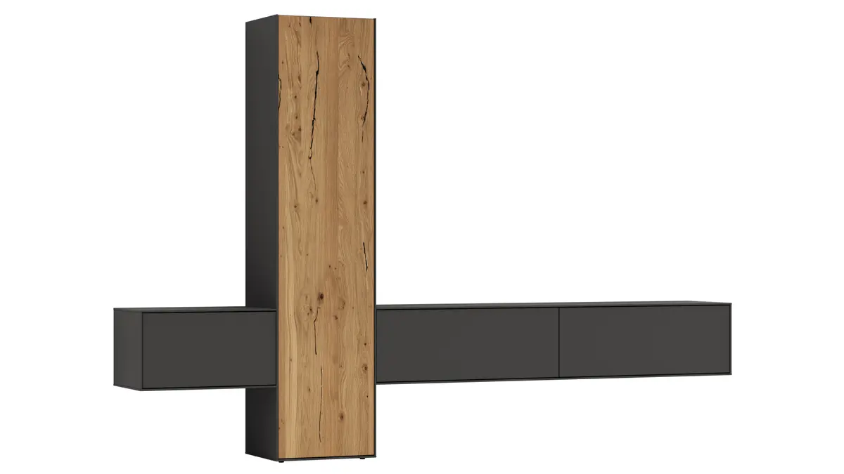 Wohnwand Medio -  Melamin, Schiefergrau