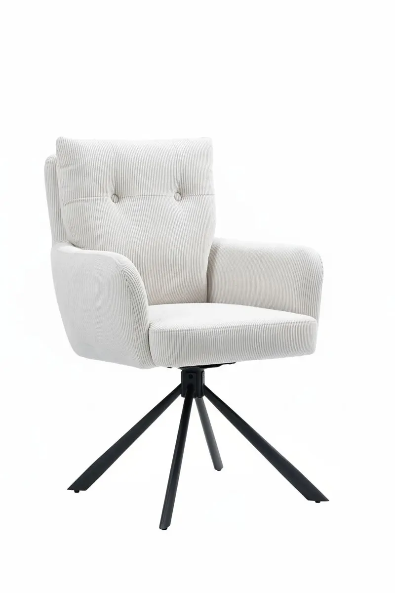 Armlehnstuhl - drehbar, Cord, Creme